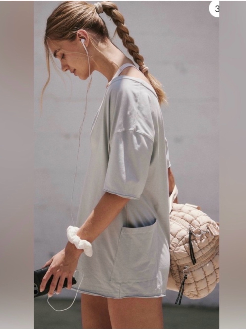 Free People FP Movement Hot Shot Tee Romper in Beach Fog XS - Picture 2 of 8